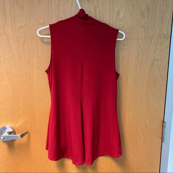 GRACE Sz M Red Sleeveless High Low  V-Neck Tunic Top - Picture 4 of 4
